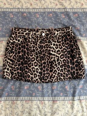 PacSun Leopard Print Mini Demin Skirt
